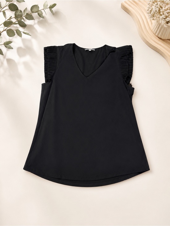 Adrianna Papell Tops - Adrianna Papell black flutter sleeve top blouse size large l